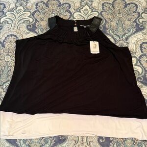 Calvin Klein Black and White Sleeveless Blouse